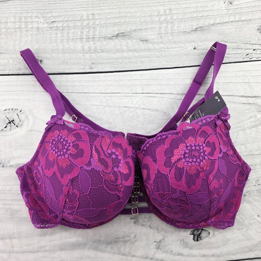 NWT Cacique Boost Balconette Underwire Bra Fuchsia Hook Eye Closure Size 38D